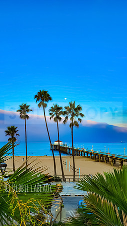 Full moon Manhattan Beach Pier CA